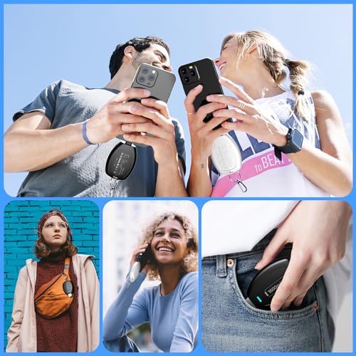 Compact Keychain Power Bank Duo: 1600 m Ah Emergency Charger for i Phone 8, 11, 12, 14 & Air Pods – Ultra-Portable Mini External Battery Pack in Stylish Blue & Pink – Fast Charging & Enhanced Compatibility for On-the-Go Power Solutions