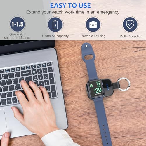 i.VALUX Compact Wireless Charger for Apple Watch – Keychain-Friendly 1000 m Ah Power Bank, Fast Magnetic Charging for Series 10/9/8/Ultra/7/6/5/4/3/2/SE – Perfect Travel Companion & Birthday Gift for Her – Sleek White Design