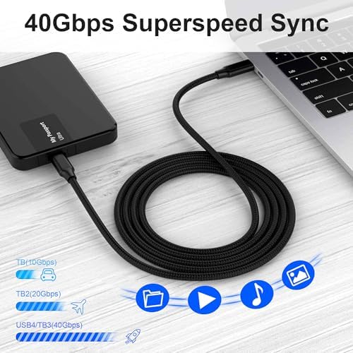 Ultra-Fast USB C to C Cable 6.6 ft – 240 W Power Delivery, 40 Gbps Data Transfer & 8 K HD Display Support for Thunderbolt 3/4, Mac Book Pro & Type-C Devices – Premium Durability & Versatility for Seamless Connectivity
