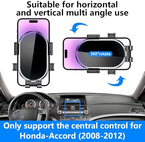 Premium Car Phone Holder for Honda Accord 2008-2012 EX-L V6 – Enhanced 360-Degree Rotation Dashboard Mount with Bar Display for Optimal Navigation and Hands-Free Convenience – Stylish Automotive Accessory for Seamless Integration and Easy Installation
