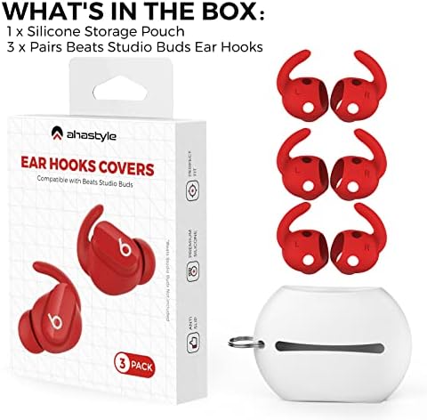 Aha Style Silicone Ear Hooks for Beats Studio Buds 2021 – 3 Pairs of Anti-Slip Covers for Ultimate Comfort and Secure Fit – Perfect for Running and Active Lifestyles – Classic Black Earbud Accessories Enhancing Audio Experience Without Charging Case Compatibility