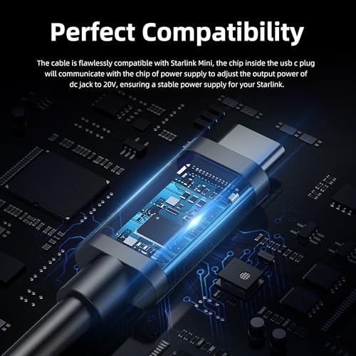 Starlink Mini USB C Cable 10FT with LED Indicator Light, 100W+ PD Source Starlink Mini USBC to DC Power Cable Cord 3m – Enhanced Compatibility and Speed