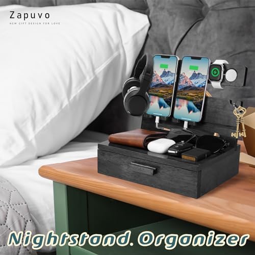 Elegant Wooden Phone Docking Station with Hidden Storage – Stylish Organizer for Modern Dads – Ideal Gift for Father’s Day, Birthdays & Anniversaries – Quick Charge Compatible Gadget for a Clutter-Free Space