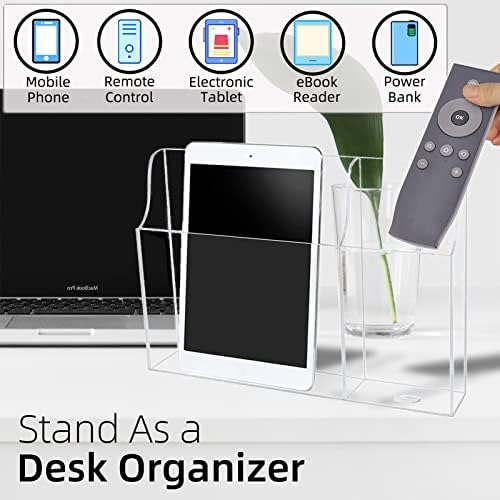 Clear Acrylic Wall-Mounted Tablet Holder – Sleek Charging Station for i Pads, Kindles, and Smartphones – Innovative Remote Control Organizer for Modern Homes and Offices – Maximize Space with Easy Access Design – Durable and Stylish Storage Solution for Clutter-Free Living