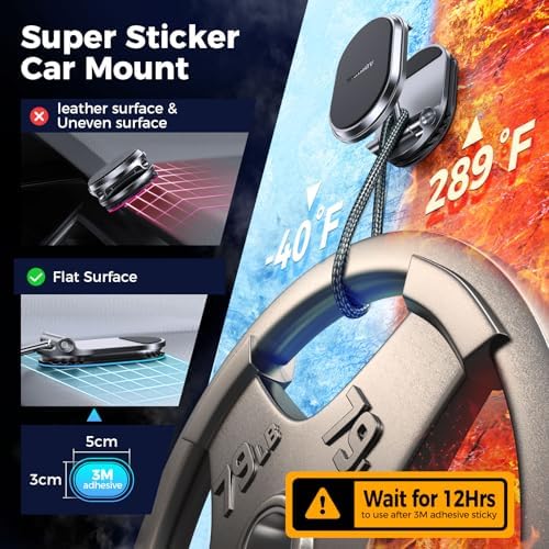 Ultimate Magnetic Phone Holder for Car – 6 X Strong Magnets, 360° Adjustable Rotation, Easy Install Dashboard Mount – Universal Compatibility for All Smartphones – Sleek Black Design for Modern Vehicles – Enhance Your Driving Experience with Hands-Free Navigation and Secure Phone Access