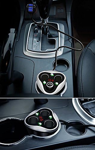 Skyocean Premium 3-Socket Car Cigarette Lighter Splitter & 3 USB Fast Charging Hub | 120 W Dual Voltage DC Power Adapter with Integrated Volt Meter & Energy-Saving On/Off Switch | Perfect for Powering Smartphones, GPS, Dash Cameras & More During Road Trips and Daily Drives