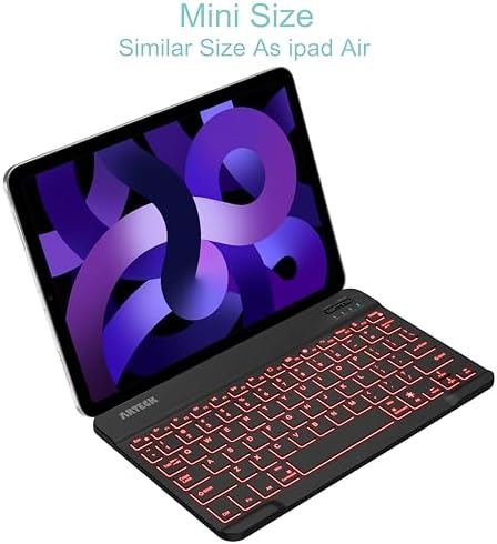 Ultra-Light Slim Backlit Bluetooth Keyboard – 7 Color Customizable Lights, 6-Month Rechargeable Battery, Multi-Device Compatibility for i OS, Android, Windows Tablets & Smartphones – Perfect for On-the-Go Productivity