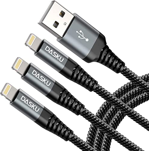 3-Pack 3 FT Lightning Cable – Premium Nylon Braided Fast Charging Cord for i Phone 13/12/11/Pro Max/X/Xs Max/Xr/8 Plus/7 Plus/6 S Plus/6 Plus/i Pad – Ultimate Durability & Tangle-Free Convenience