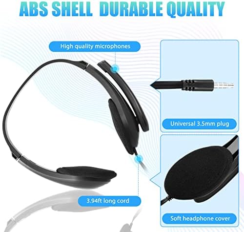 Yunsailing 20 Pack Classroom Headphones with Built-in Microphone – Premium On-Ear Wired Student Earphones for Superior Sound Quality and Seamless Compatibility with Computers, Laptops, and Mobile Devices – Perfect for Educational Settings and Professional Environments (White)