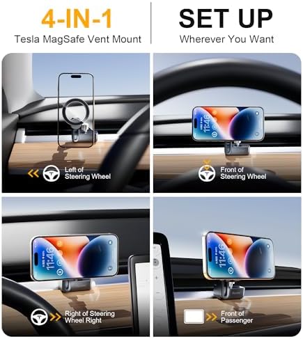 Transform Your Tesla Journey with the Ncyetek Magnetic Phone Mount for Model Y & Model 3 – Premium Adjustable Vent Holder for i Phone Pro Max & Samsung – Ultimate Stability, Modern Design, and Driving Safety Enhancement