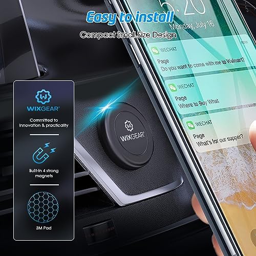 Wix Gear Universal Dashboard Magnetic Car Mount Holder (2 Pack) – Ultra-Slim Stick-On Design for Phones & Mini Tablets with Swift-Snap Technology – Secure, Scratch-Free Magnetic Grip for Safe Driving – Versatile Compatibility for All Devices