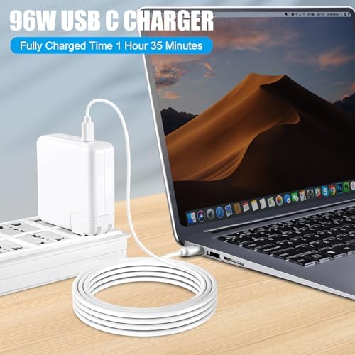 Experience lightning-fast charging with the 96 W USB-C Power Adapter for Mac Book Pro – includes a premium 10 FT cable for unmatched convenience. Optimized for Mac Book Pro and Air models from 2016 to 2024, this high-efficiency charger delivers rapid power to your devices, including i Pad Pro and USB-C smartphones. Featuring advanced Power Delivery (PD) technology, it intelligently adjusts to charge at full capacity, outperforming 61 W and 87 W alternatives. Achieve an impressive 50% charge on your Mac Book Pro 14-inch in just 30 minutes, and completely recharge your 16-inch model in only 1 hour and 35 minutes. Its robust 3 M cable ensures flexibility and durability, while multiple safety features protect your devices from over-current and voltage spikes. Ideal for professionals and on-the-go users, this charger is compatible with a wide range of USB-C devices, making it your ultimate charging solution. Elevate your productivity with this powerful, reliable, and versatile charging system.