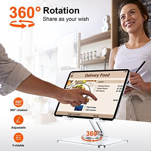 Revolutionize Your Workspace with the Crea Dream 360° Acrylic Tablet Stand Holder – Adjustable, Foldable & Compatible with i Pad Pro, Air, Mini & More – Sleek Transparent Design for Maximum Comfort and Effortless Viewing Angles