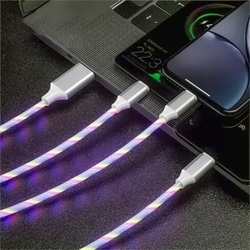 Transform Your Charging Routine with the 6-Foot 3-in-1 LED Charging Cable – Fast Charge & Data Transfer for Micro USB, Lightning, and USB-C Devices – Eye-Catching Glowing Design, Durable Construction Perfect for Home, Office, and Travel Use