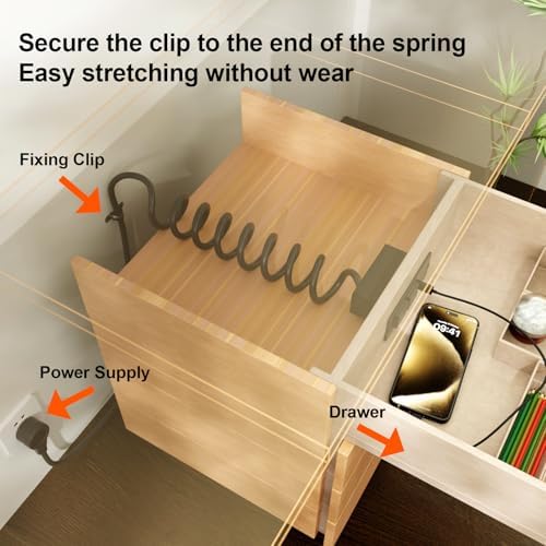 Recessed Drawer Power Strip Kit: Clutter-Free Charging Solution with PD 20 W Fast Charge, Dual USB Ports (Type A & C), and Dual 12 Amp AC Outlets – 7.2 FT Cord for Flexible Setup and Enhanced Workspace Efficiency