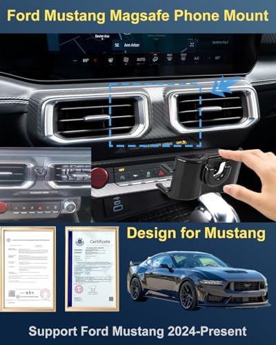 Ford Mustang 2024+ Magnetic Phone Mount & 15 W Fast Wireless Charger – Ultimate Smartphone Holder for Seamless Driving Experience and Enhanced Compatibility