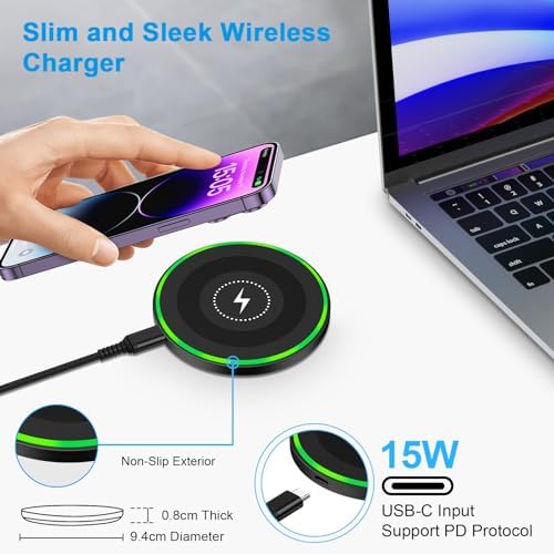 Ultimate Sidpro 15 W Wireless Charging Pad – Fast, Universal Charger for Samsung Galaxy S25 Ultra, i Phone 16, Google Pixel 9 Pro XL – Non-Slip Design for Effortless Power Transfer and Enhanced Device Safety – Ideal for Home, Office, and Travel