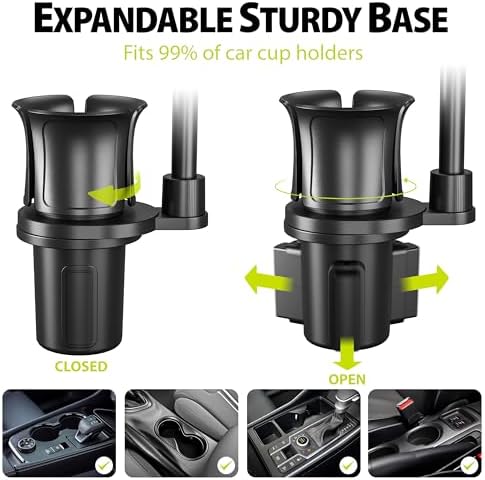 Bracketron Trip Grip Series Adjustable Car Cup Holder Phone Mount – Universal Smartphone Holder for Safe and Convenient Driving Navigation with 360-Degree Rotation and Tool-Free Installation