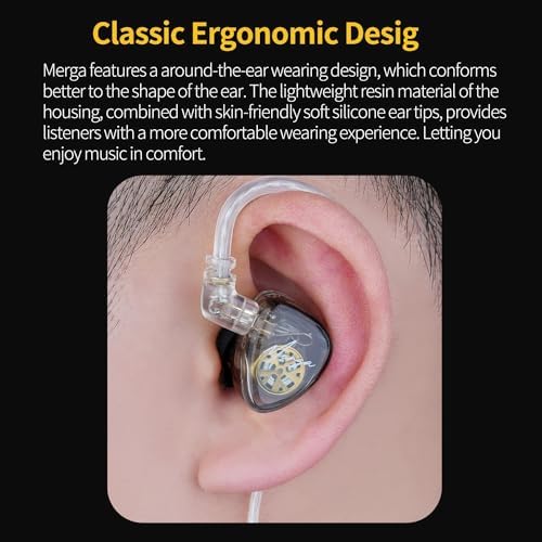 Transform Your Audio Experience with KZ-Merga Dual-Dynamic Driver Wired Earbuds – Premier In-Ear Monitors for Gamers, Students, and Music Lovers | Comfort-Focused Design for All-Day Wear, Integrated Microphone for Crisp Communication, Universal 3.5 mm Compatibility, Sleek Transparent Black Finish for Modern Aesthetics