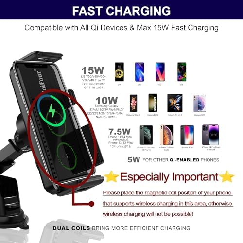 Revolutionary Mag Safe Car Charger with Integrated Cooling Fan – 15 W Fast Wireless Charging Mount for i Phone 16/15/14 Pro Max & Samsung Galaxy S25/S24 Ultra, Magnetic Air Vent Holder for Safe and Efficient Charging on the Go
