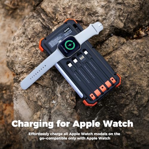 Ultimate BLAVOR 20000 m Ah Solar Power Bank with Fast Charge and Built-In Cables – Ideal Multi-Device Charger for Outdoor Adventures, Camping, and Daily Use – Eco-Friendly USB C Battery Pack Compatible with i Phone 16-11, i Pad, Samsung, and Apple Watch