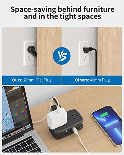 NTONPOWER GAN Ultra 65 W USB Charging Station – 7-in-1 Travel Power Strip with 3 AC Outlets & 4 USB Ports (2 USB-C) – Fast Charging Desktop Solution with 4 ft Extension Cord – Ideal for Mac Book, i Phone, and More – Compact, Durable & Versatile Power Hub for Home & On-the-Go Charging