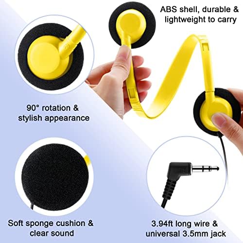 Yunsailing 30-Pack Classroom Headphones – Lightweight & Durable On-Ear Headsets with 3.5 mm Jack for Engaging Learning – Cheerful Light Yellow Color for Students and Teachers in Educational Settings