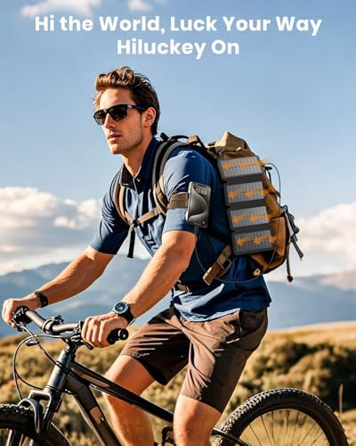 Hiluckey 25000 m Ah Solar Power Bank – Ultimate Outdoor USB C Portable Charger with 4 Efficient Solar Panels, 3 A Fast Charging, and Triple USB Outputs – Eco-Friendly Energy Solution for Smartphones and Tablets (Red)