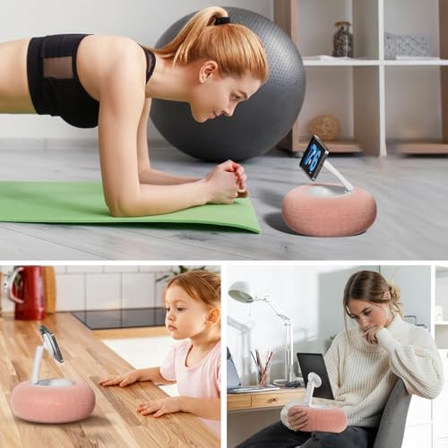 Magnetic Phone Pillow Stand, Phone Holder for Bed,Lap,Desk, Cozy Pillow Holder with Bowl and Suction Cup, Compatible with 3.5-7″ iPhone,E-Reader, Kindle, Pink – Enhanced Compatibility and Speed