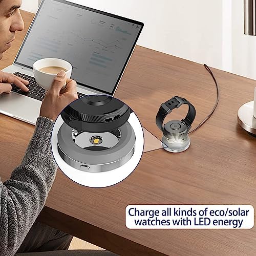 Rounkin Solar Watch Fast Charger – High-Efficiency Portable Solar Power Station for Casio, Citizen, Seiko, and Garmin Watches – Durable Metal Base, 9-Hour Auto Shut-Off Timer, Rapid Heat Dissipation for Optimal Performance and Eco-Friendly Charging Solutions