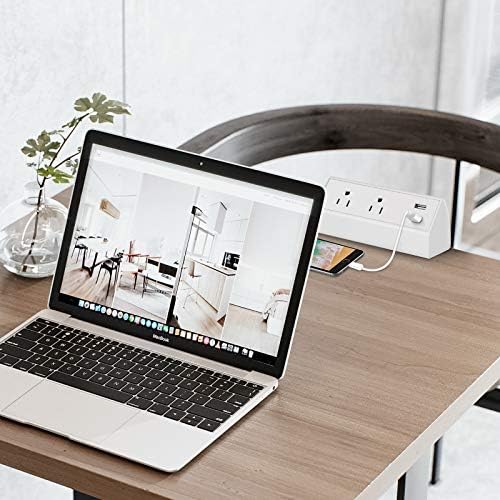 CCCEI Professional Desk Power Strip with 18 W USB-C Fast Charging, 800 J Surge Protection, and 6 FT Clamp-Mount Flexibility for Enhanced Workspace Efficiency – Ultimate Desktop Outlet Solution for Home and Office Use