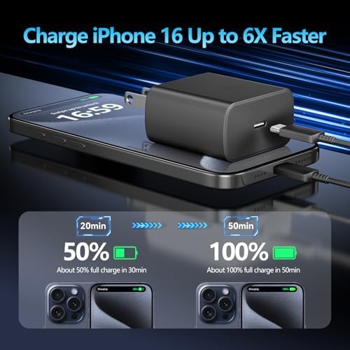 Apple 16 Series 45 W USB-C Rapid Charger with 6.6 ft Type-C Cable – Ultimate Fast Charging Solution for i Phone 16, Galaxy S24/S23, and All USB-C Devices – Compact, Durable, and Safety-Enhanced Power Adapter for On-the-Go Efficiency