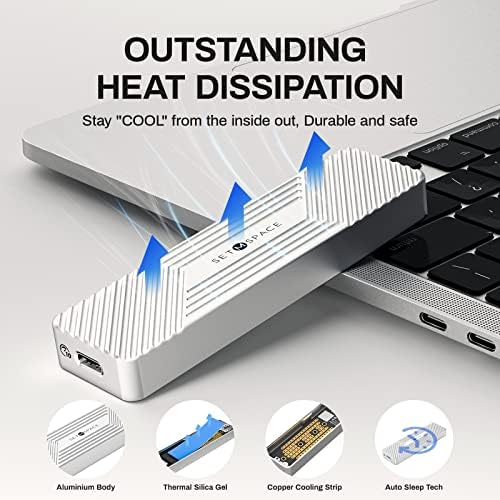 Ultra-Fast M.2 SSD Enclosure – Supports NVMe 10 Gbps & SATA 6 Gbps | USB 3.1 Gen 2 with 5.9″ Cable | Versatile for 2230, 2242, 2260, 2280 SSDs | Enhanced UASP Performance | Durable Design for Optimal Heat Dissipation | Perfect for Upgrading Laptops & Portable Storage Solutions