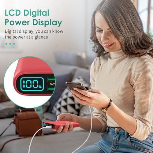 High-Capacity 38800 m Ah Portable Power Bank with LCD Display – Multi-Device Charger Featuring 5 USB Outputs and USB-C Connectivity for Fast Charging – Ideal for i Phone 16/15/14/13 Pro, Samsung Galaxy, Pixel, and Nexus – Ultimate On-the-Go Charging Solution in Blue