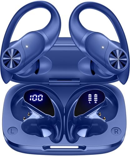 Poc Buds Wireless Bluetooth Earbuds – 80 Hours Playtime, Deep Bass Sound with Digital Display, IPX7 Waterproof Sports Earphones, Ergonomic Earhooks for Secure Fit, Compatible with TV, Phone & Laptop – Stylish Olive Design for Active Lifestyles