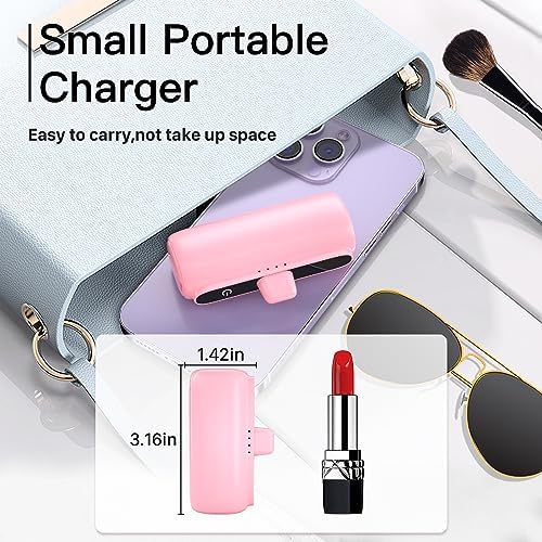 Dual Pack 5500 m Ah Mini Portable Charger for i Phone – Ultra-Compact Power Bank with PD Fast Charging in Stylish Black & Pink – Perfect Travel Accessory for i Phone 14/13/12/11/X/8/7/6 – Enhanced Compatibility & Convenience for On-the-Go Power