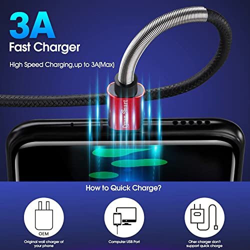 Cyven Premium 10 ft USB C Fast Charging Cable – 3-Pack High-Speed Type C Charger for Android Devices, Compatible with Samsung Galaxy S10, S9, S8 Plus – Enhanced Durability and Flexibility for Everyday Use