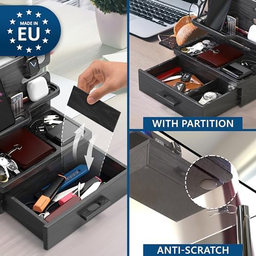 BarvA Phone Docking Station with Drawer Organizer | Night Stand Desk Charging Station | Upgraded Nightstand Organizer | Dresser Smart Watch Earbuds Phone Stand | Room Decor Gifts for Women Men Mom – Enhanced Compatibility and Speed