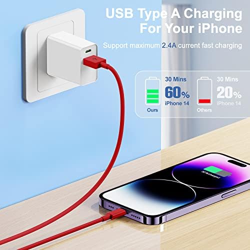 3 Pack of 10-Foot Apple MFi Certified Lightning Cables – Durable USB Charger for i Phone Models 14, 13, 12 Pro/Pro Max, XR, X, 8, 7, 6, 5 Plus, SE – Fast Charging & Extended Reach for Home and Office Use