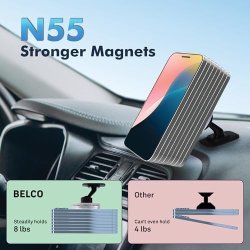 Magnetic Phone Holder for Car – Adhesive Car Phone Mount with 360-degree Rotation for Dashboard and Air Vent – Compatible with iPhone and Android – Enhanced Compatibility and Speed