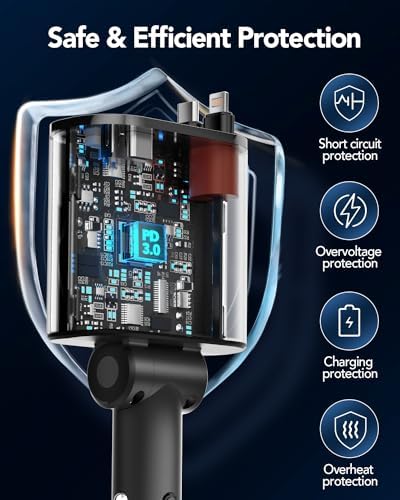2025 Ultra-Compact 4-in-1 Retractable Car Charger – 69 W Fast Charging Adapter for i Phone 16, Galaxy and More – Innovative Space-Saving Design with Multiple Ports for Simultaneous Device Powering – Essential Car Accessory for Daily Commutes and Road Trips