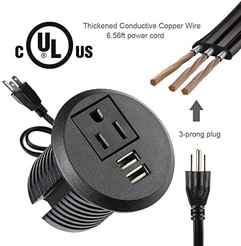 Transform Your Workspace with the Recessed Conference Power Strip Socket – Versatile 2-Outlet Charging Station with Dual USB Ports for Rapid Device Powering and Enhanced Organization in Professional Settings