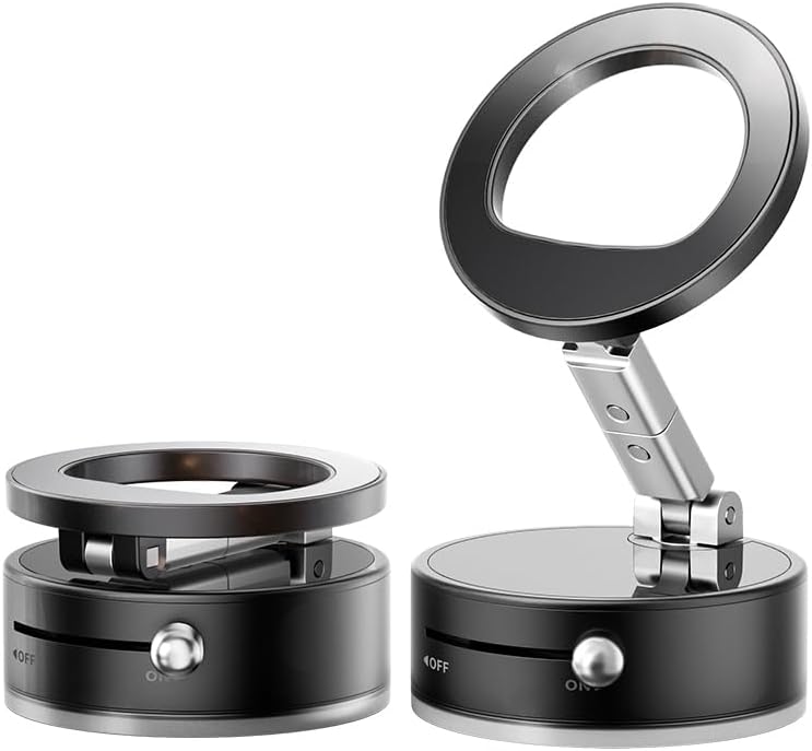 Ultimate Vacuum Magnetic Suction Phone Holder: Innovative Retractable & Foldable Car Mount for All Smartphones – Exceptional Stability on Smooth Surfaces in Vehicles, Gyms, and Offices – Compact Mini Suction Cup Design for Quick and Easy Setup