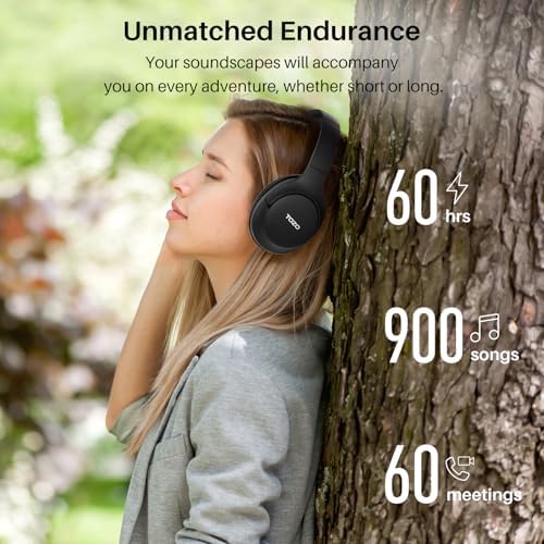 TOZO HT2 Wireless Over-Ear Headphones with Superior Active Noise Cancellation – Immerse in 60-Hour Playtime, Personalized Hi-Res Audio with Custom EQ, and Rich Deep Bass – Luxurious Khaki Design for Home, Office, and Travel Enthusiasts Seeking Unmatched Comfort and Sound Quality