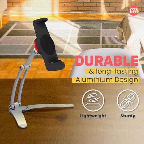 Universal 3-in-1 i Pad Tablet Mount by CTA Digital – Versatile Holder for All i Pad Models (7-13″) – Elegant Silver Design – Wall, Under Cabinet, and Desk Mounting Solutions – Adjustable Viewing Angles for Ultimate Comfort – Perfect for Home, Office, and Travel – Boost Productivity and Entertainment with Effortless Installation and Sturdy Build