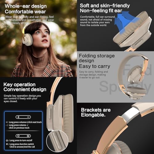 Revolutionary Wireless Bluetooth Over-Ear Headphones – V5.0 for Exceptional Lossless Audio, Ergonomic Comfort, 24-Hour Playtime, and HD Microphone for Clear Calls – Perfect for Gym, Gaming, and Mobile Use – Unmatched Sound Experience for Active Lifestyles