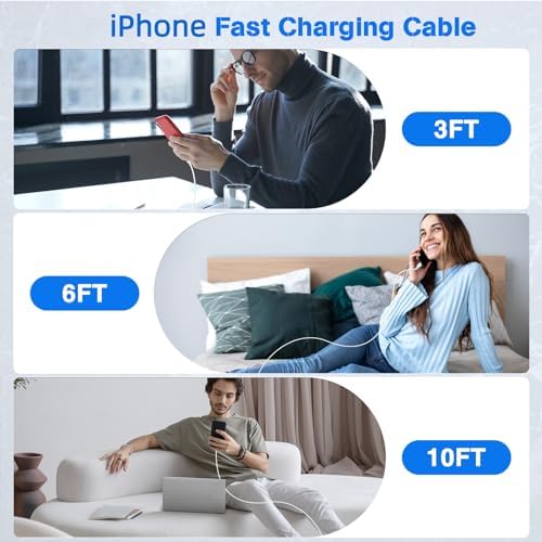 Ultra-Fast 20 W i Phone Charger with 10 ft USB C to Lightning Cable – Stylish Pink Fast Charging Block for i Phone 14 Pro Max, 13, 12, 11, XS, SE, i Pads & Air Pods – Unmatched Compatibility & Durability for On-the-Go Power