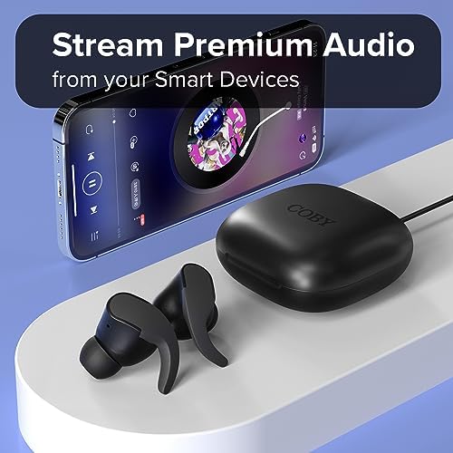 Coby Sports True Wireless Earbuds with Secure-Fit Ear Tips | Premium Noise-Isolating In-Ear Headphones for Active Lifestyles | 12-Hour Playtime & Sweat-Resistant Design | Bluetooth Connectivity for Seamless Audio Experience | Stylish Gray Finish for Fitness Enthusiasts
