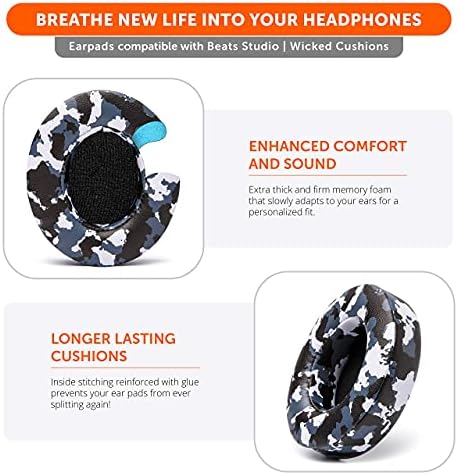 Upgrade Your Audio Experience with WC Wicked Cushions Replacement Ear Pads for Beats Studio 2 & 3 – Retro 90’s White | Luxurious PU Leather & Enhanced Foam for Optimal Sound Isolation | Perfectly Fits B0501 & B0500 Models | Not Compatible with Beats Solo | Enhanced Adhesive for Maximum Durability and Longevity