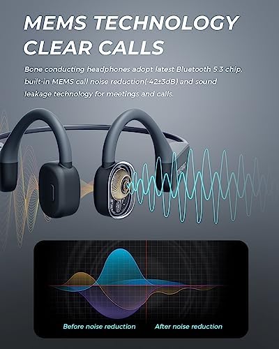 Revolutionize Your Workout with TONEAMC K2 Bone Conduction Headphones – Bluetooth 5.3 Open-Ear Sports Earbuds for Unmatched Comfort and Safety – Sweatproof Design with Built-in Mic for Hands-Free Calls and Ambient Sound Awareness – Perfect for Running, Cycling, and Intense Training Sessions